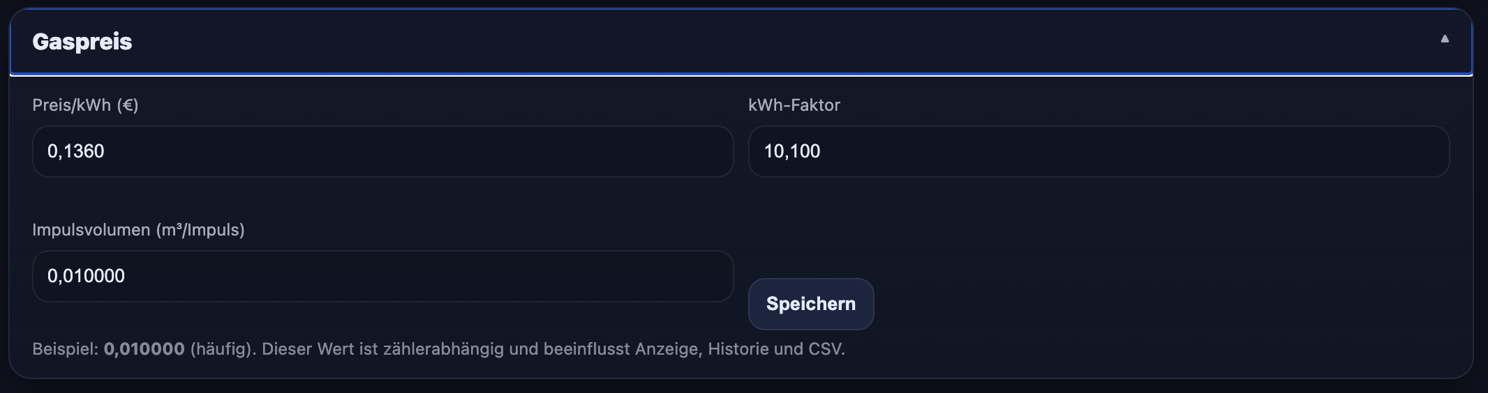 Dashboard: Gaspreis