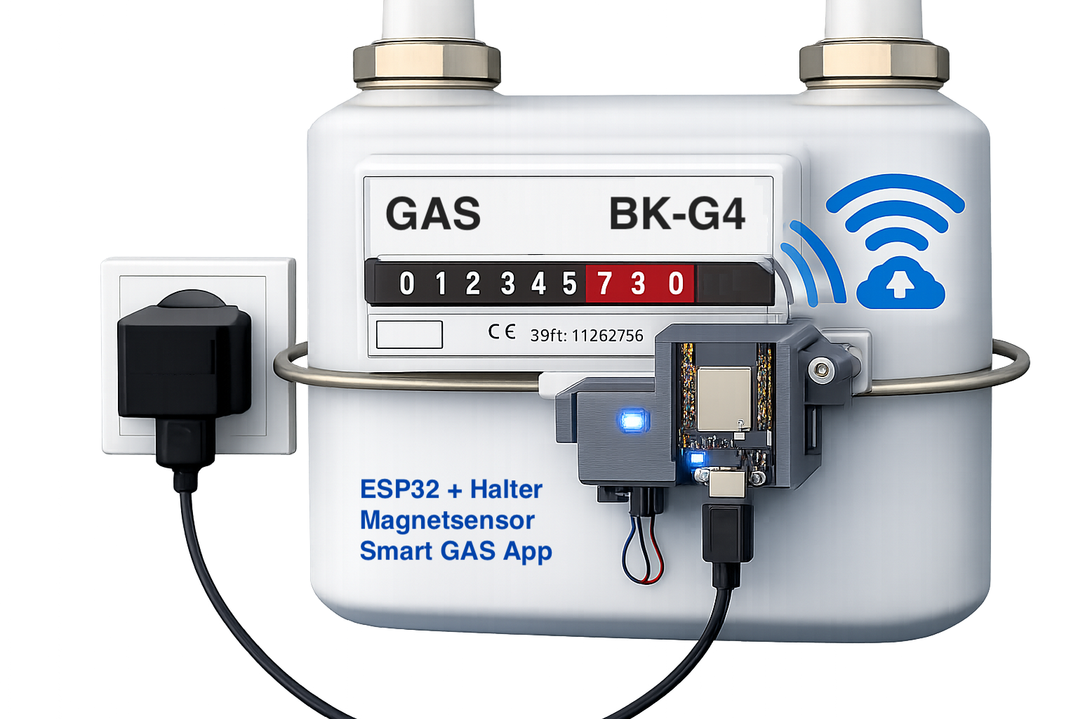 Systemübersicht: Analoger Gaszähler mit ESP32, Impulserfassung und lokalem Webportal